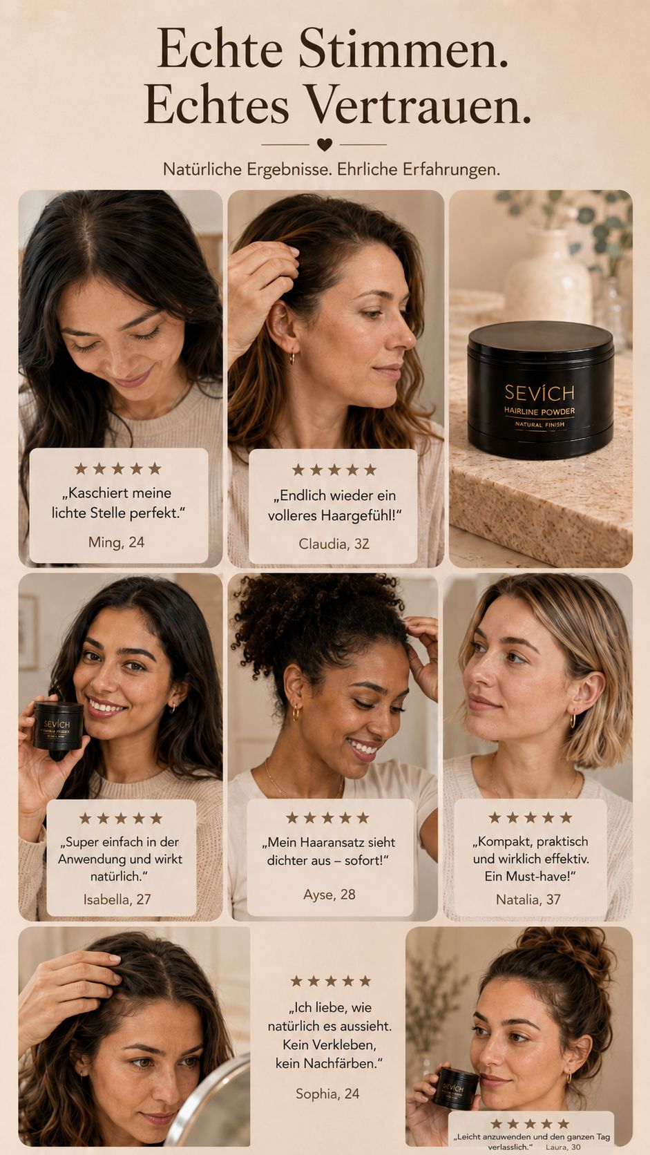 HairBloom Haarpuder für Frauen für Ansatz Scheitel und voller wirkendes Haar