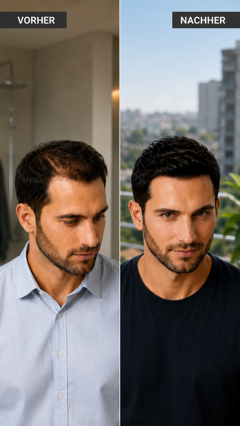 HairBoost Haarverdichter für Männer bei lichten Stellen und Geheimratsecken