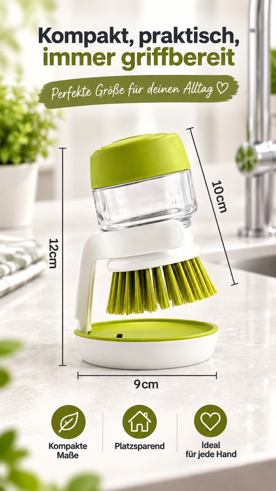 BubbleBrush Spülbürste mit Seifenspender für Küche Geschirr und Reinigung