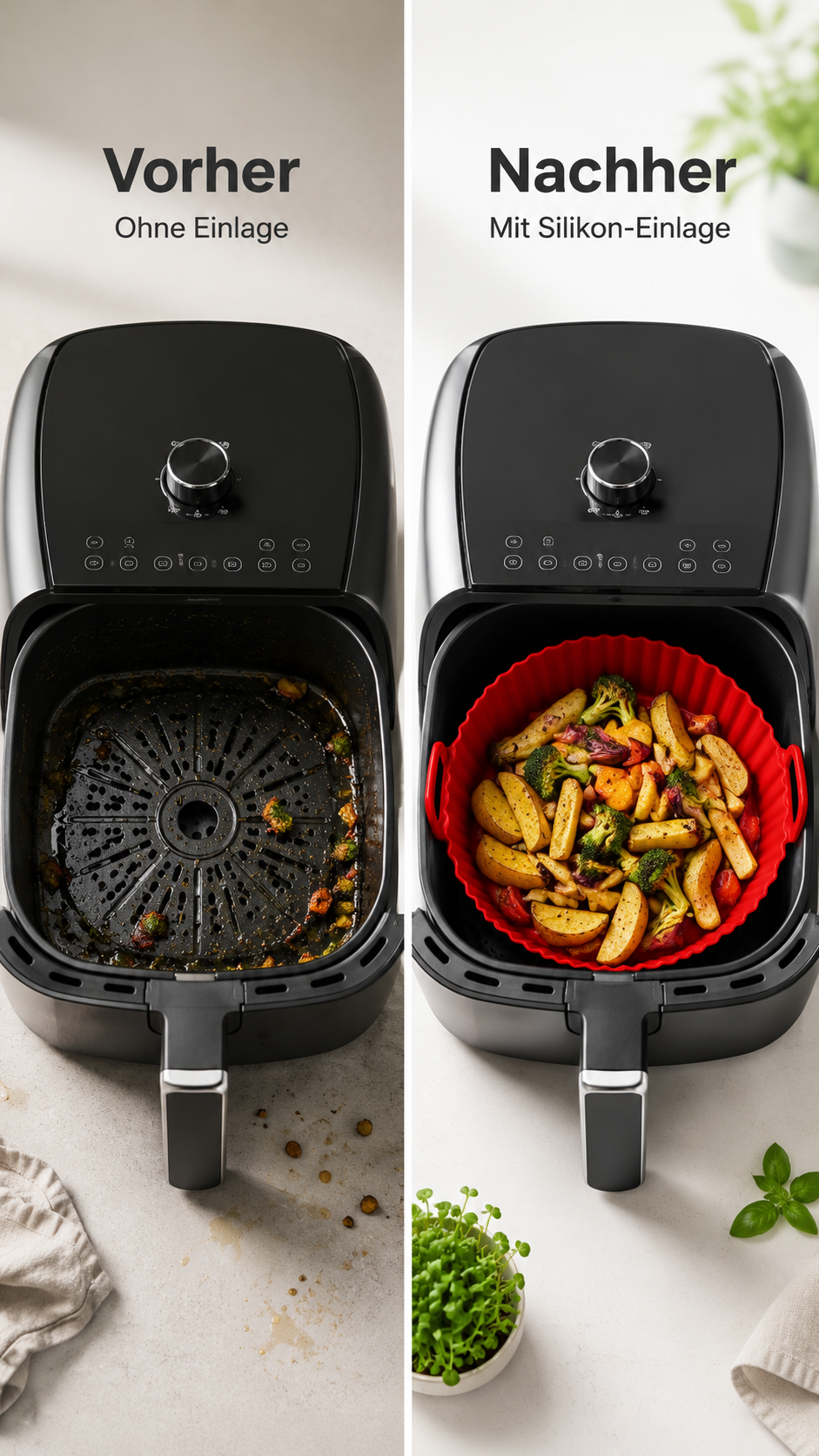 CrispClean Airfryer Einlagen aus Silikon für Heißluftfritteusen
