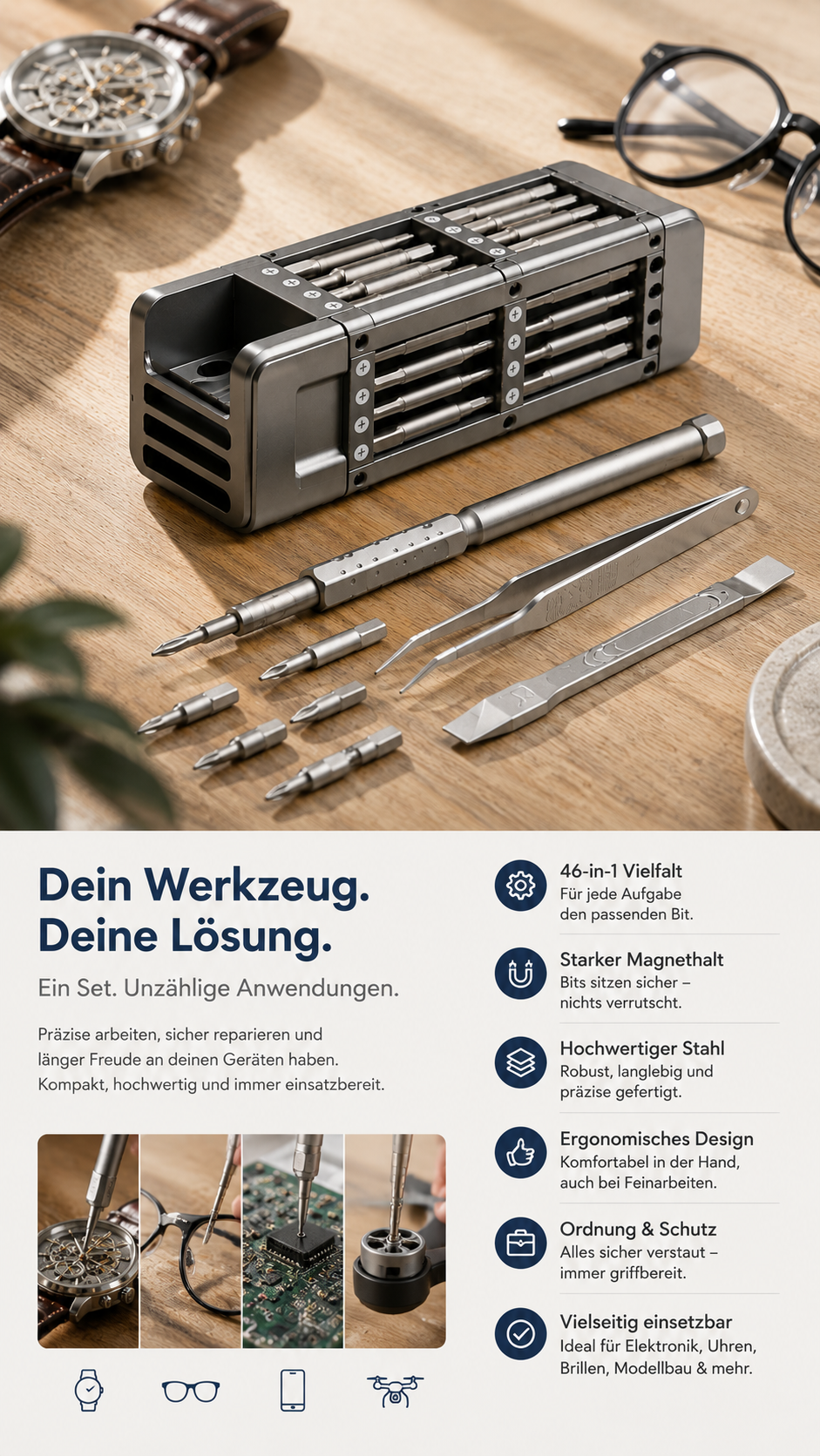 BitBuddy Präzisions-Schraubendreher-Set für Smartphone Laptop Brille und Uhr