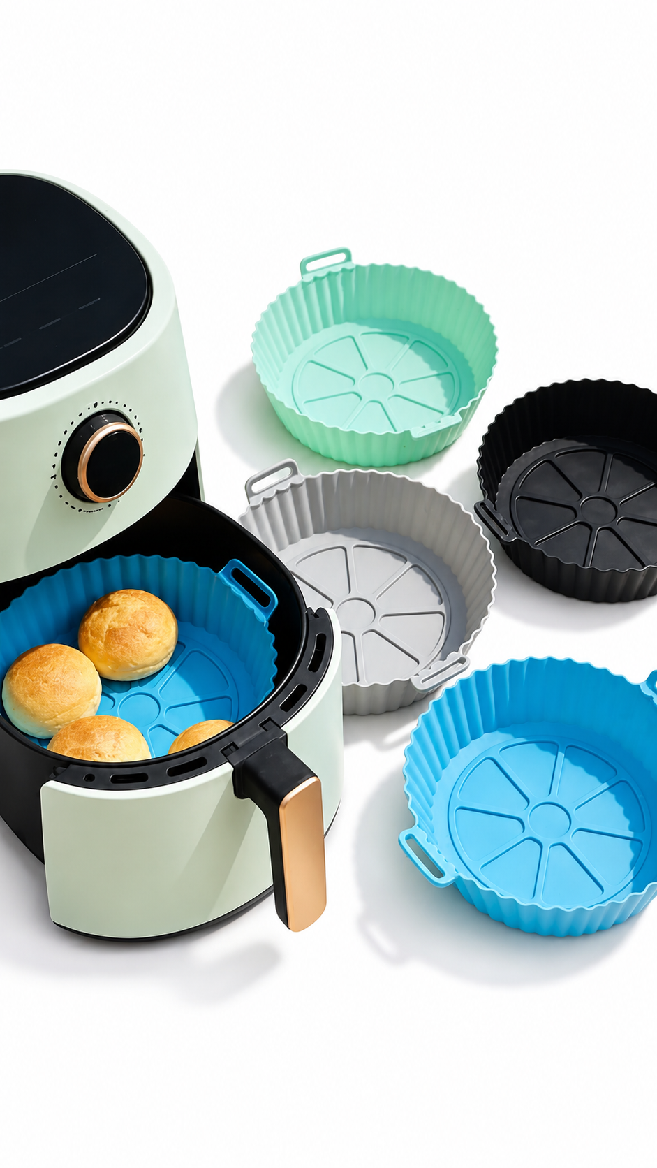 CrispClean Airfryer Einlagen aus Silikon für Heißluftfritteusen