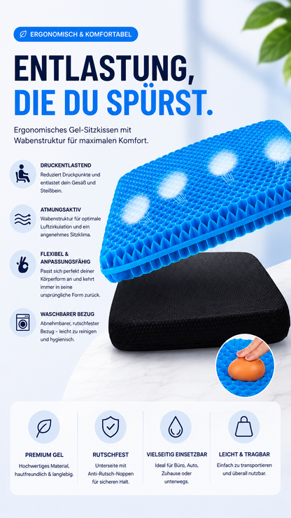 FlexRest ergonomisches Sitzkissen aus Memory Foam für Büro und Homeoffice