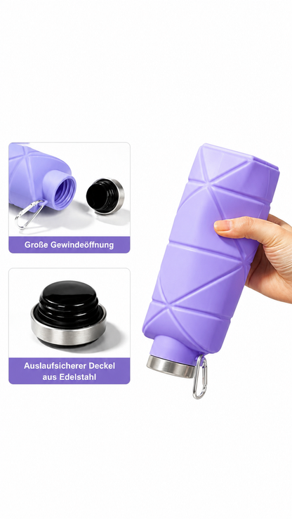 PocketFlow faltbare Trinkflasche aus Silikon für unterwegs und Reisen