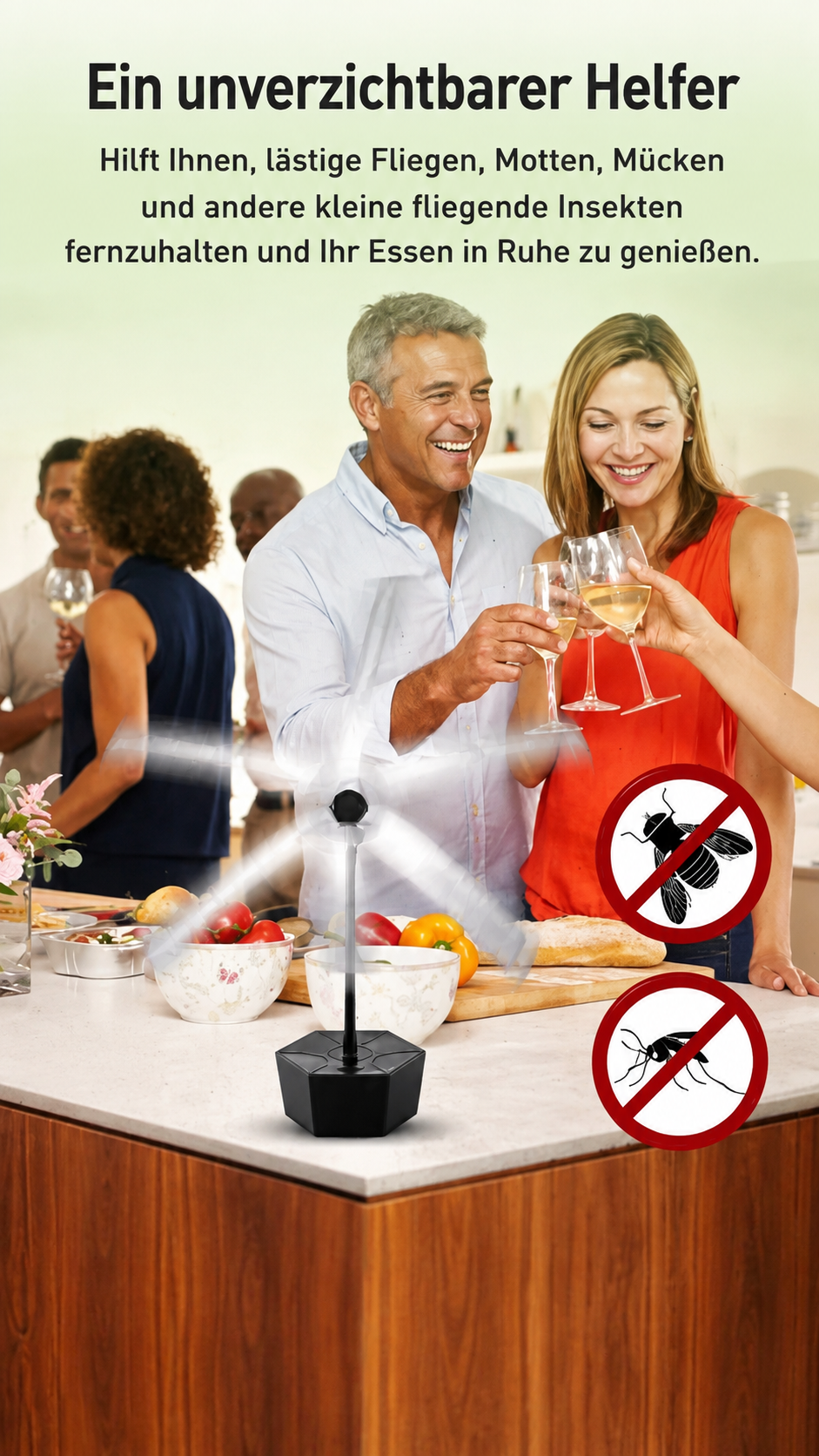 FreshGuard Fliegenabwehr für Tisch Buffet Balkon und Garten