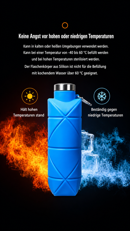 PocketFlow faltbare Trinkflasche aus Silikon für unterwegs und Reisen