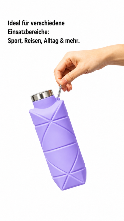 PocketFlow faltbare Trinkflasche aus Silikon für unterwegs und Reisen