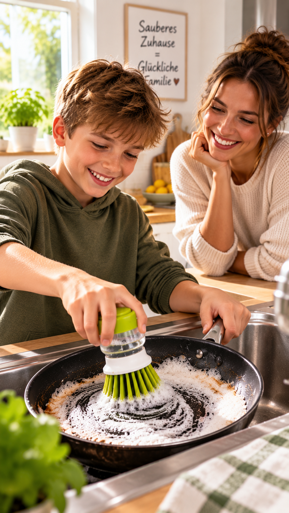 BubbleBrush Spülbürste mit Seifenspender für Küche Geschirr und Reinigung