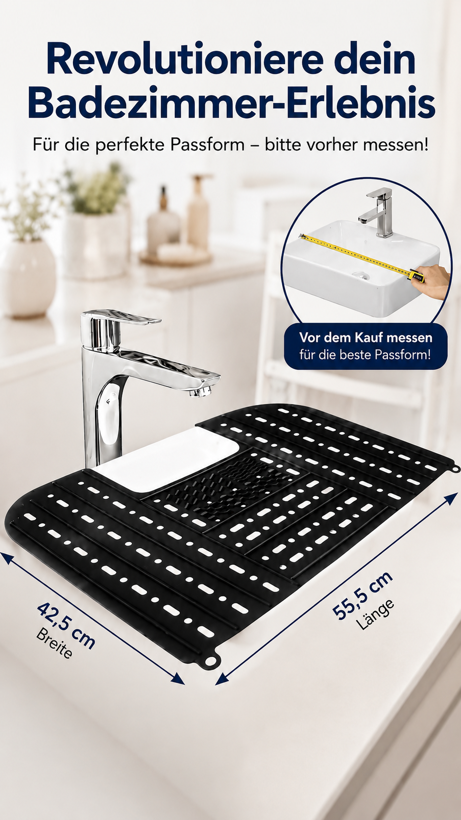 BeautyBase Schminkablage fürs Bad und Waschbecken für Make-up und Pflegeprodukte