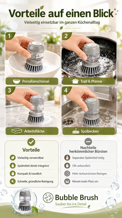 BubbleBrush Spülbürste mit Seifenspender für Küche Geschirr und Reinigung