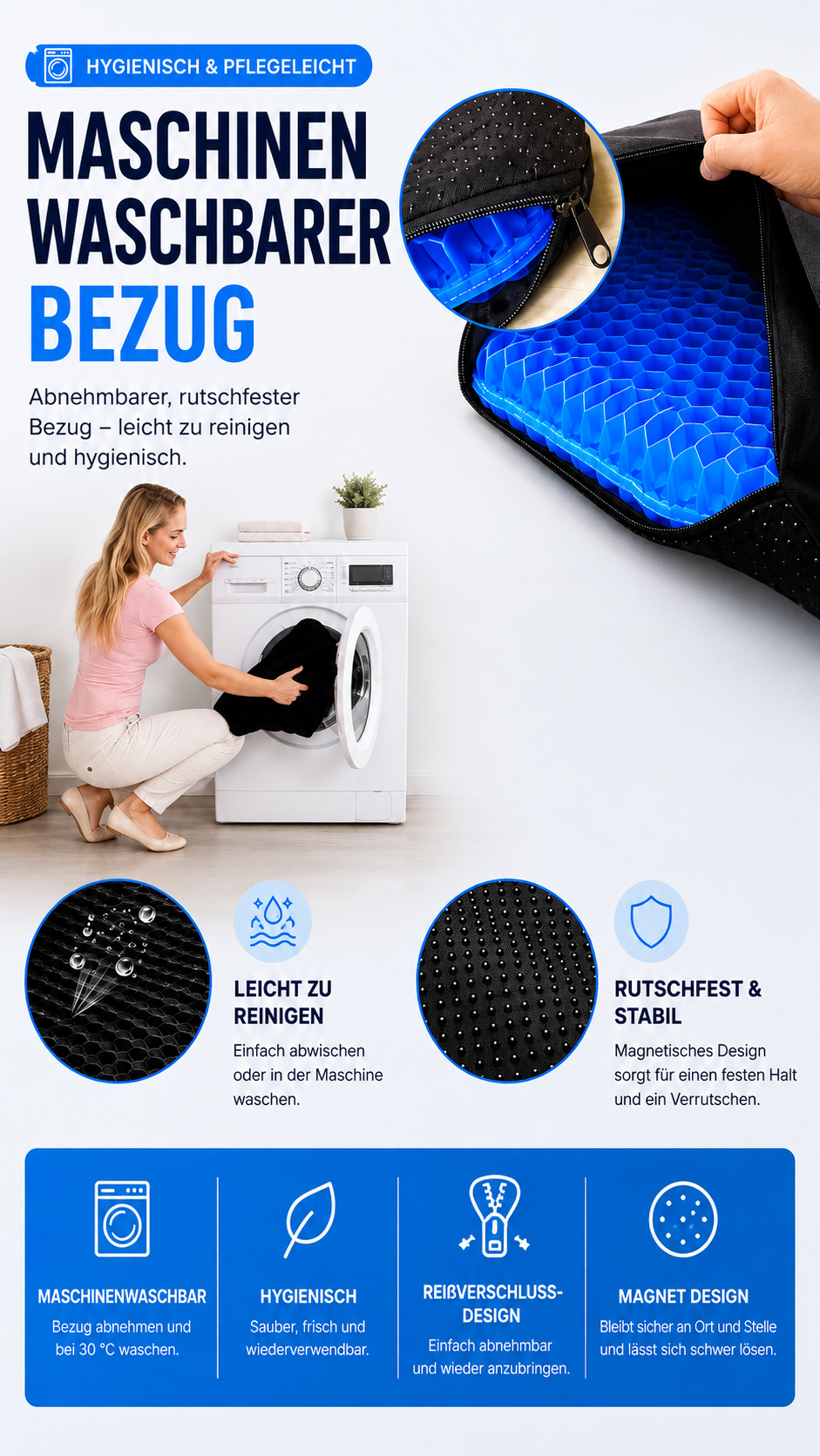 FlexRest ergonomisches Sitzkissen aus Memory Foam für Büro und Homeoffice