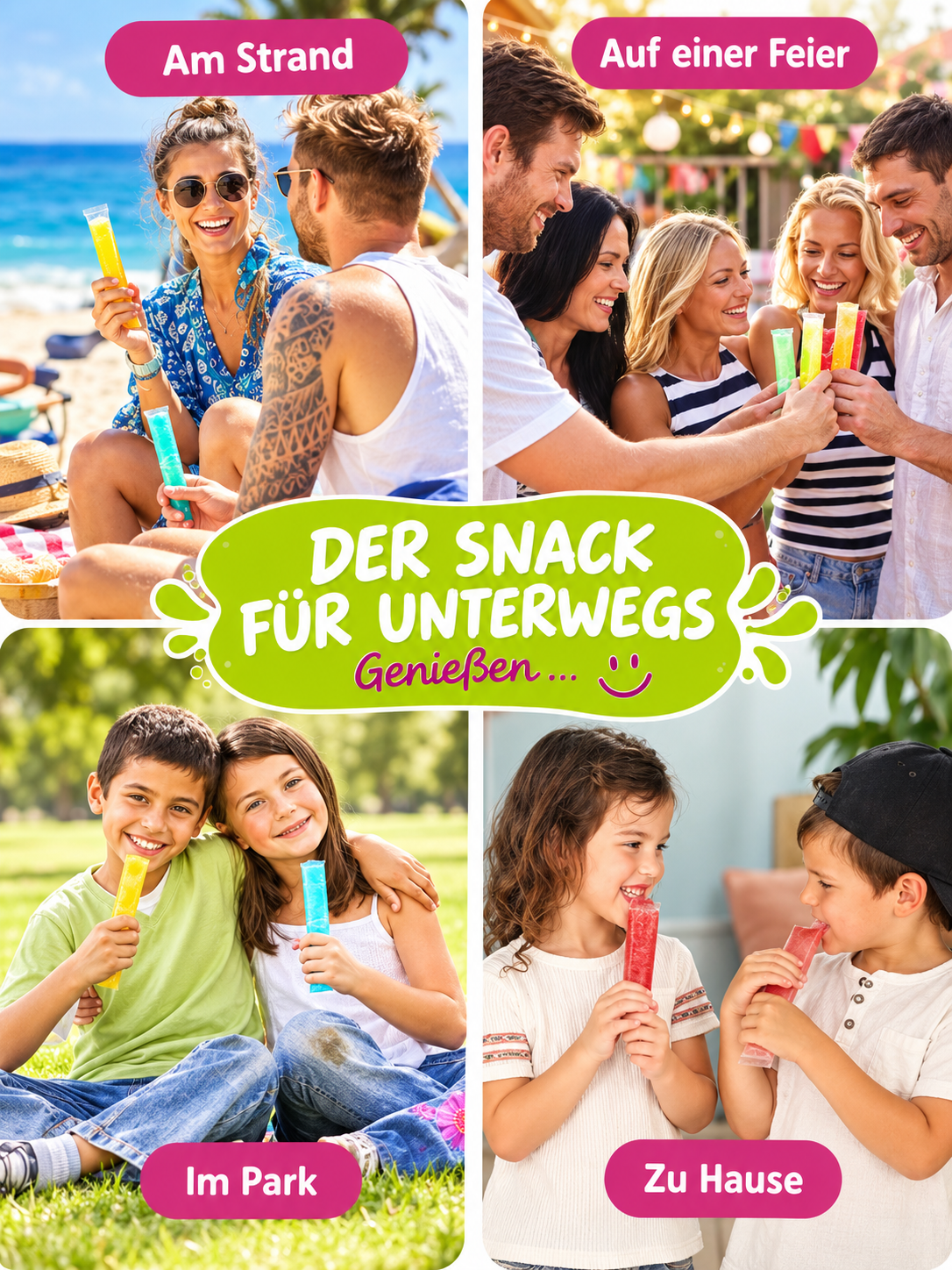 FreezePop Eisbeutel Set für selbstgemachtes Wassereis Smoothies und Joghurt